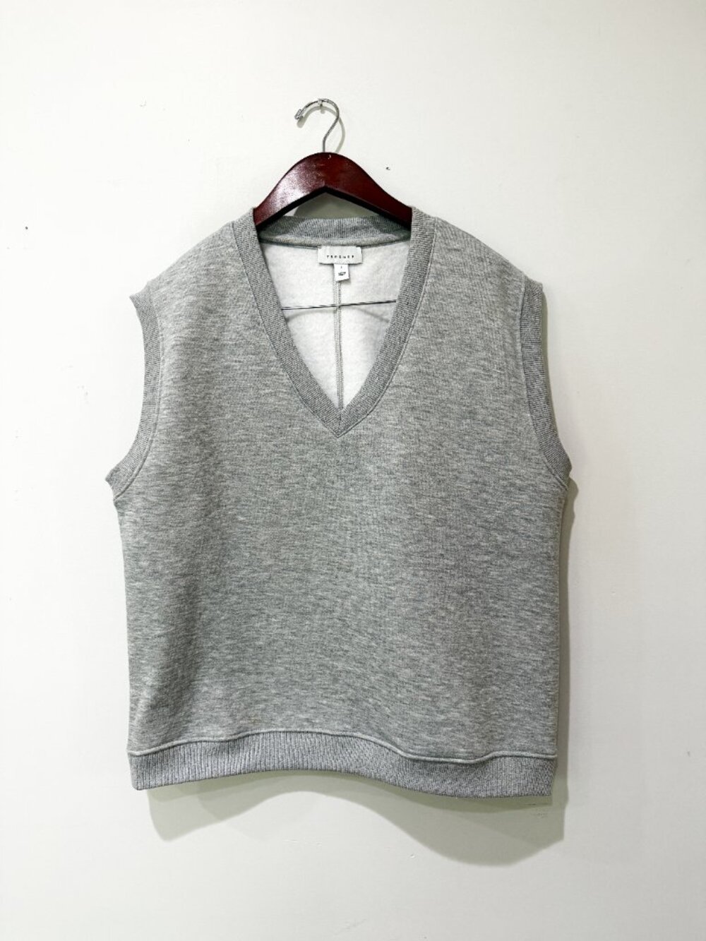 Sleeveless V Neck Sweatshirt Vest Gray Women's Size S